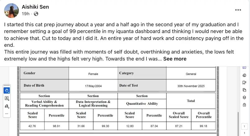 Aishiki Sen CAT Topper Feedback