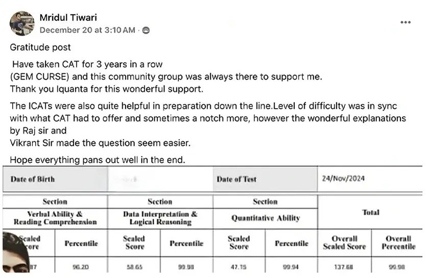 CAT Toppers Feedback