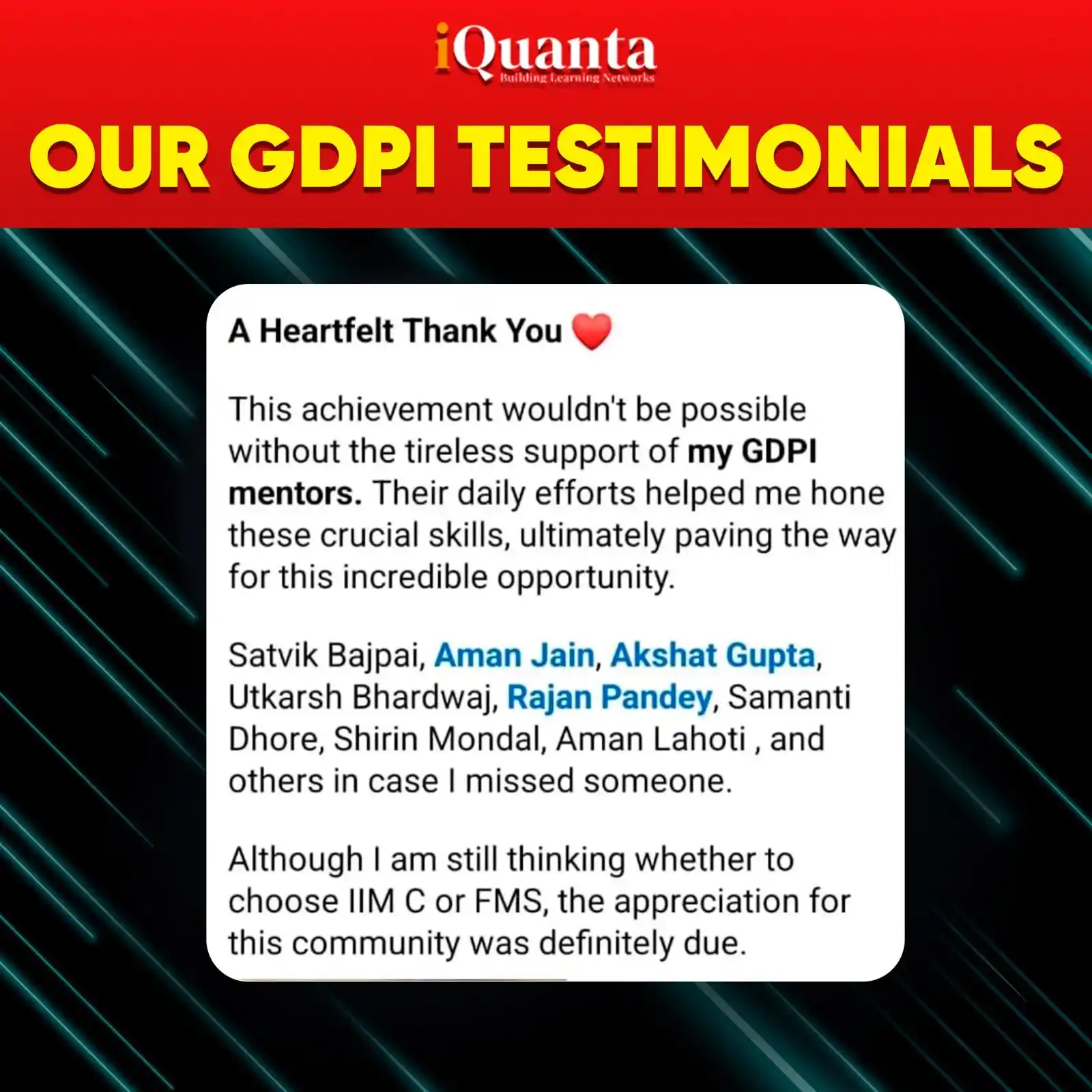 GDPI Toppers Feedback