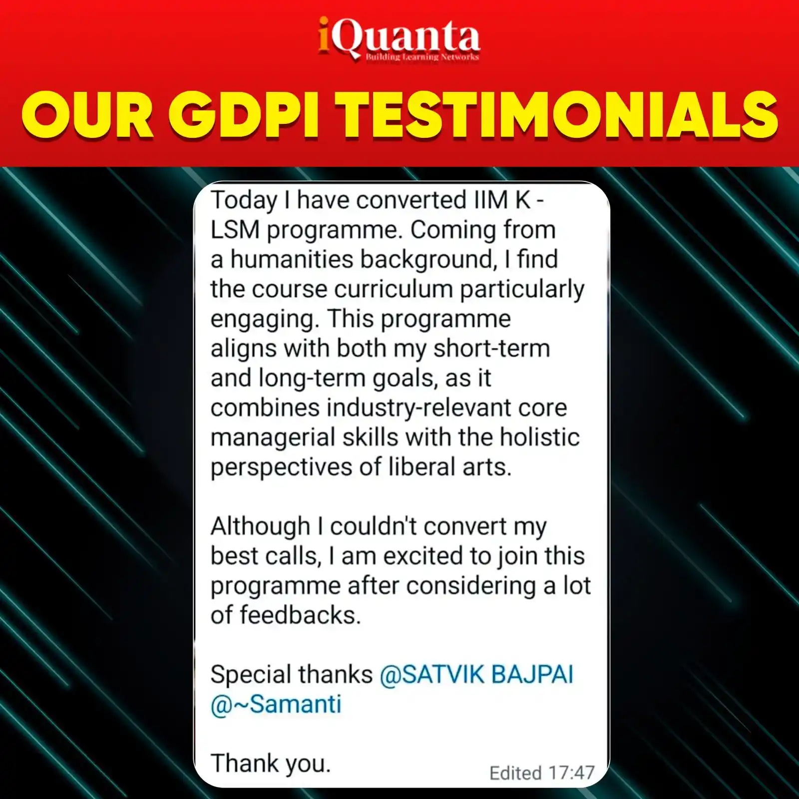 GDPI Toppers Feedback